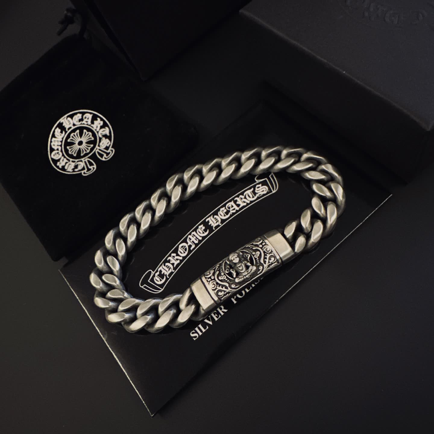 Chrome Hearts Silver Bracelet with Medallion